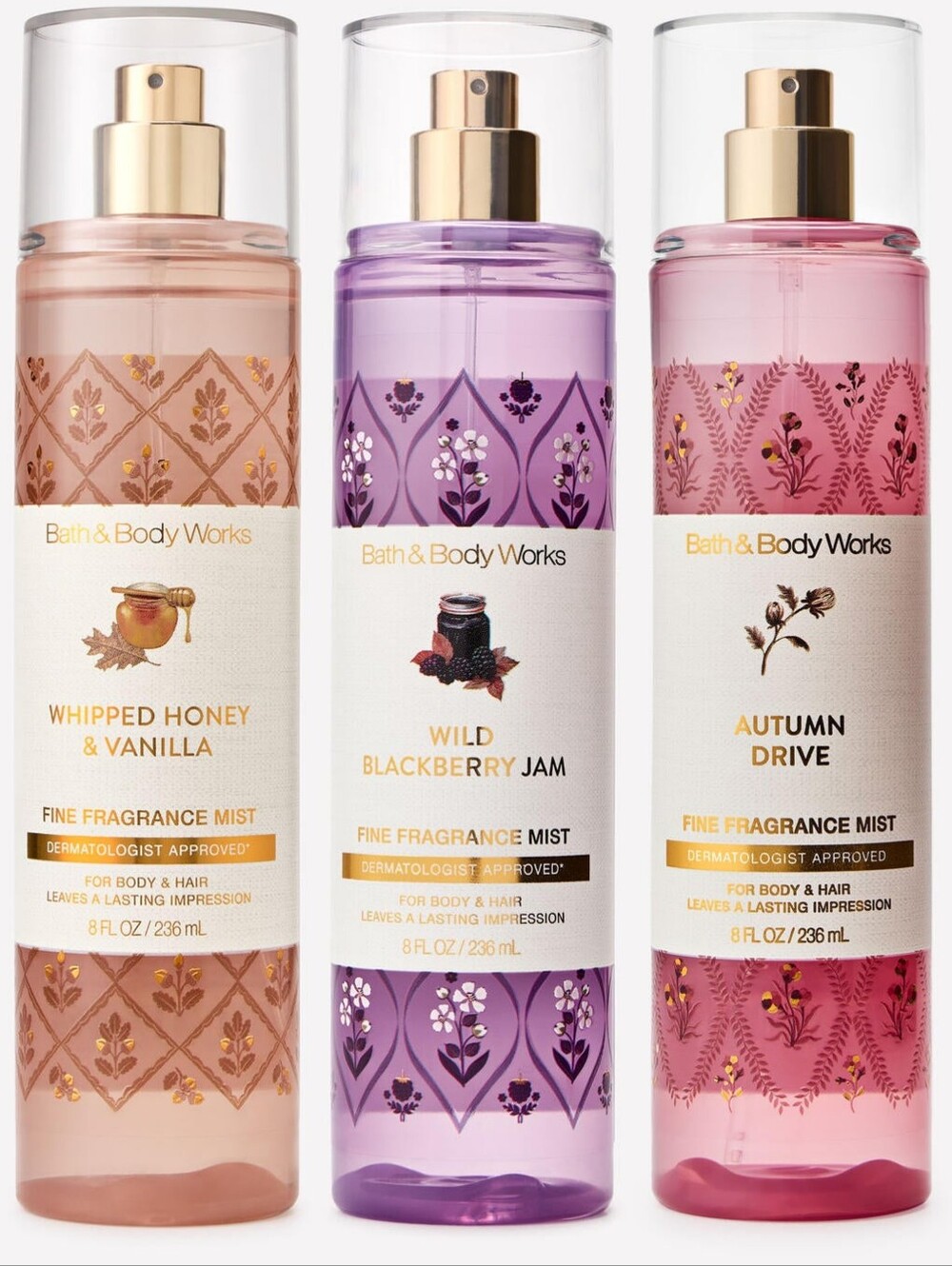 Bath & Body Works Fine Fragrance Mist Fall Variety Set of 3 NEW